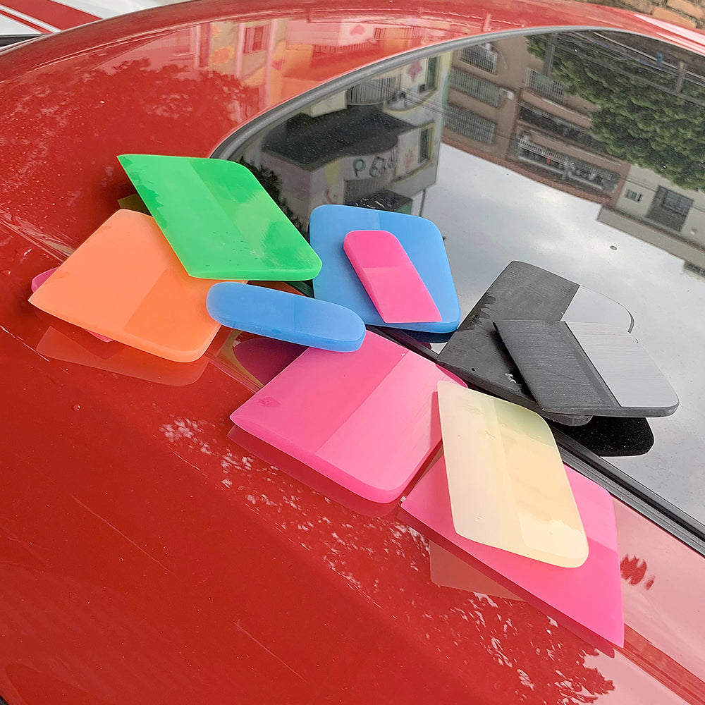 Collection of Round Edge PPF Squeegees Kits in blue and pink, offering a choice of colors for personalization and efficiency in film installation