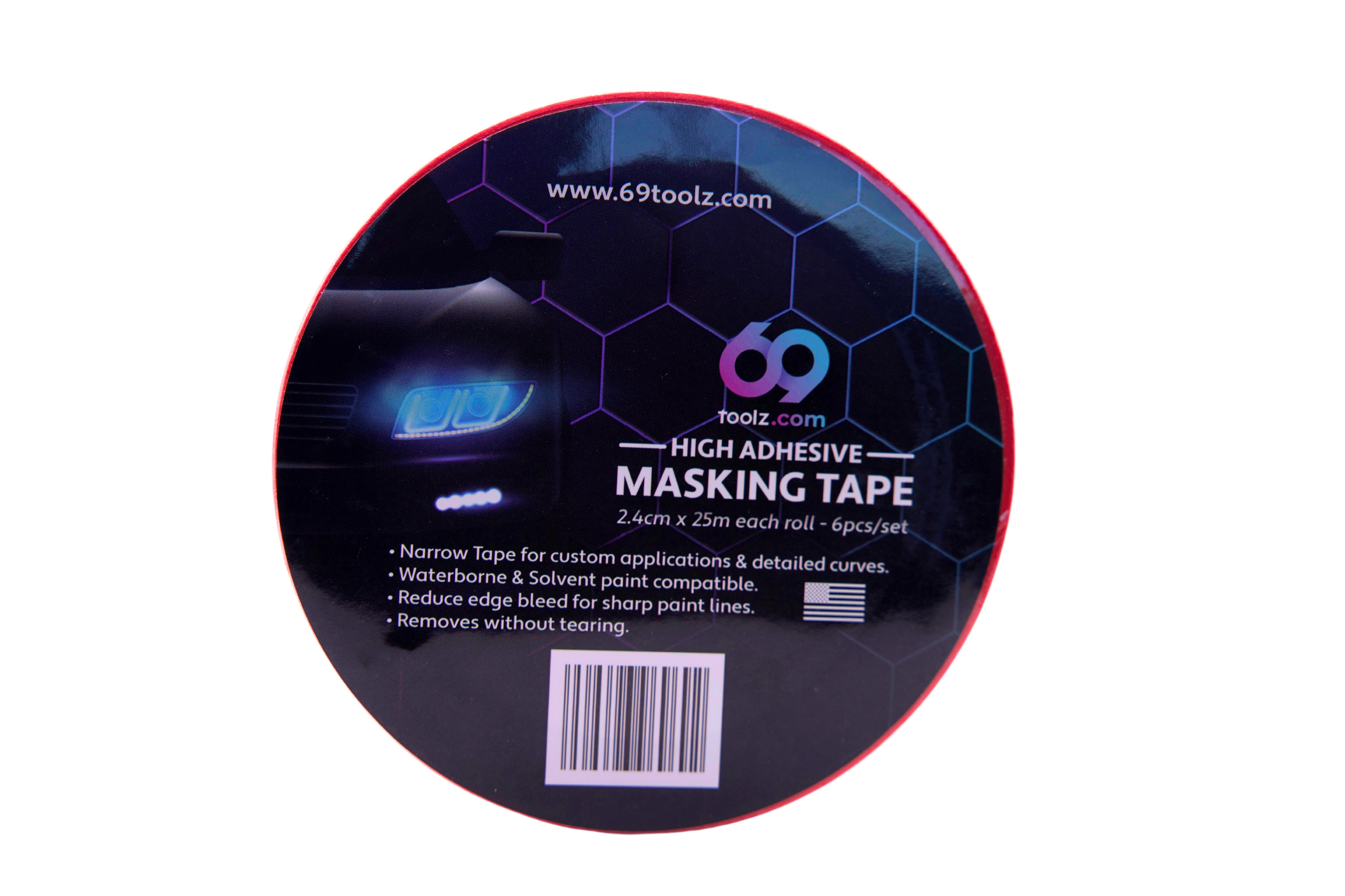 Close-up of red Precision Masking Tape .94 inch, highlighting its quality and precision for painting tasks.