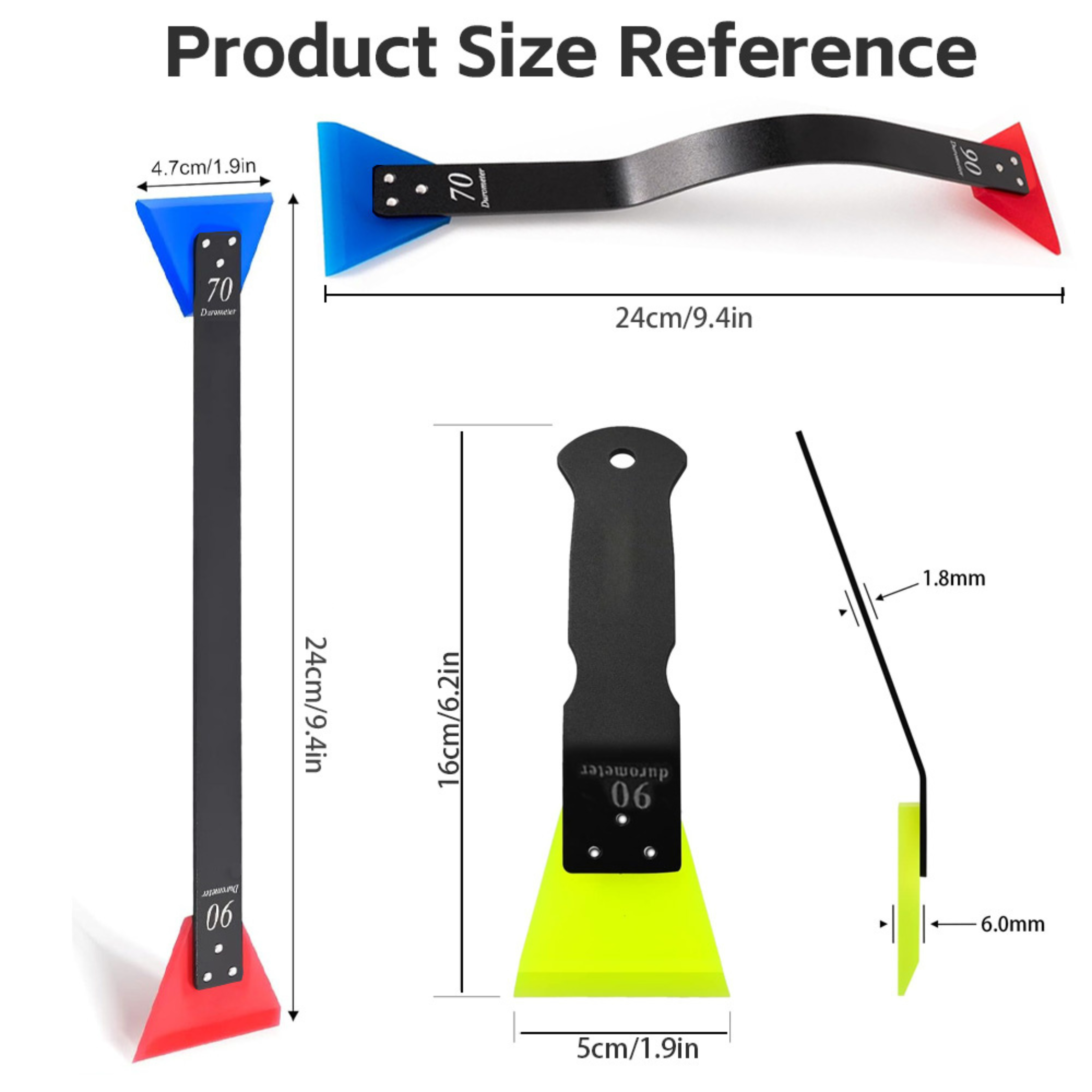 Double Sided Stainless - Curved Handle Mini Squeegee