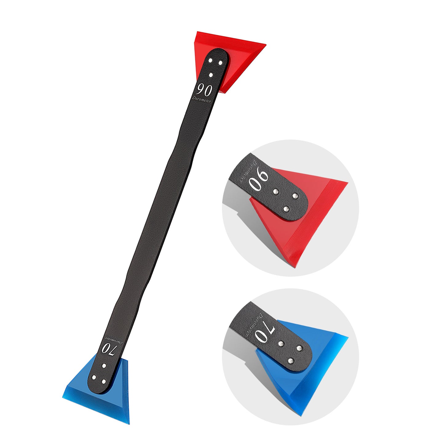 Close-up of the Dual Head Slim Squeegee's stainless steel handle, emphasizing its durability and quality.