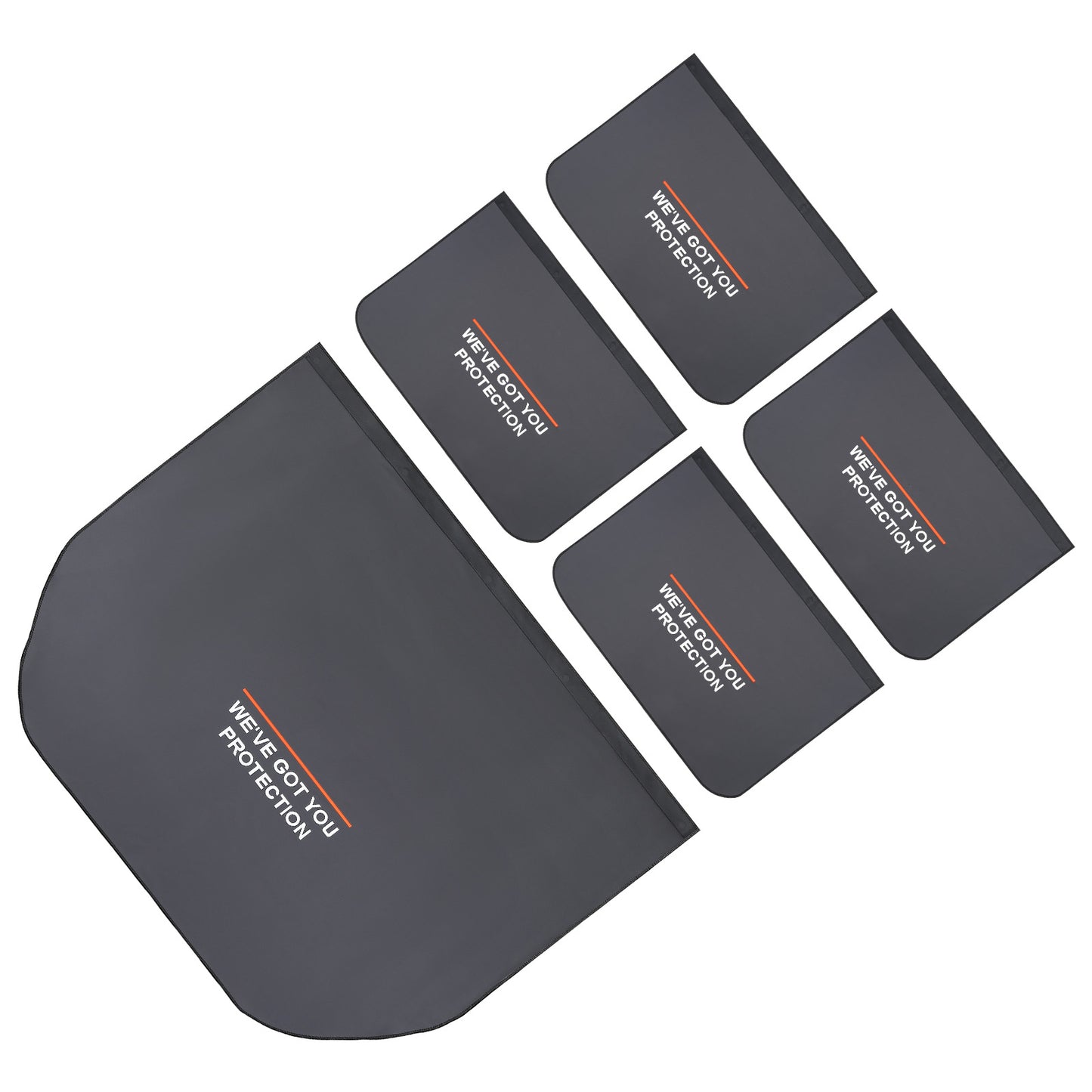 The black Car Door & Hood Protection Cover Set, shown independently, emphasizing the quality of the thickened composite cloth.