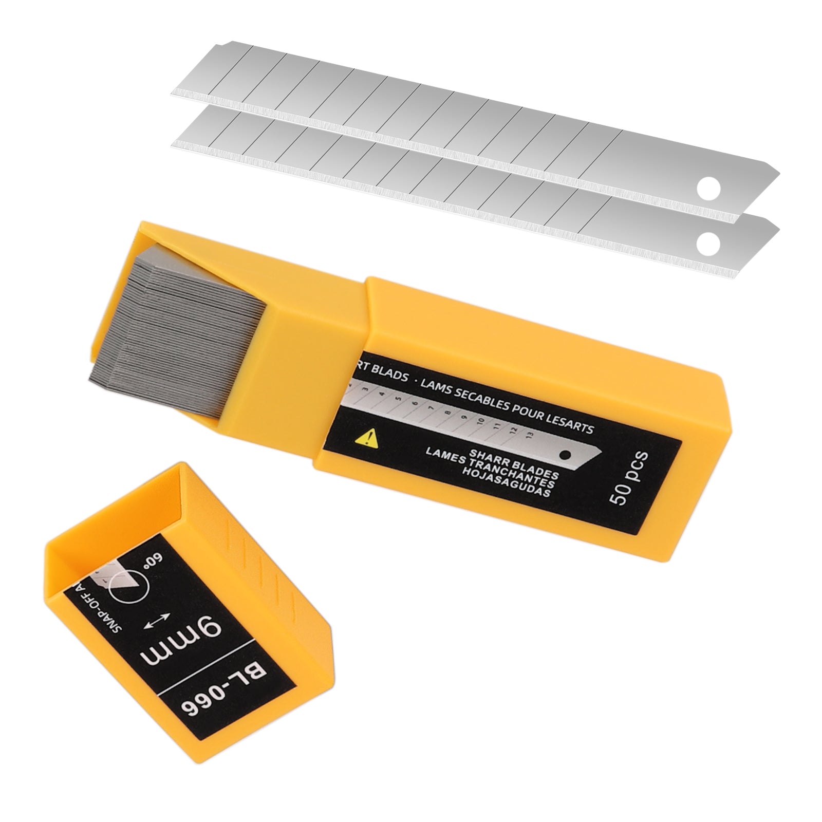 Pack of 50 Steel Tint Blades for window film application - packaging view.