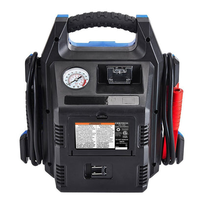 USB charging ports on the CEN-TECH Power Pack, keeping devices charged during travel.