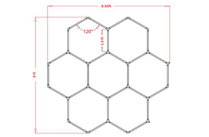 Dimensional specifications of Colorix Hexa Light RGB11, detailing its hexagonal design for optimal customization and installation.