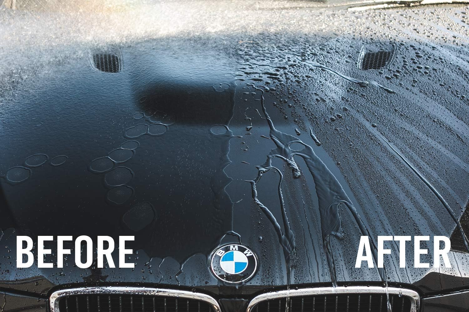 Before & After Application of P&S Bead Maker Paint Protectant in progress, showcasing the product’s ease of use and immediate shine.