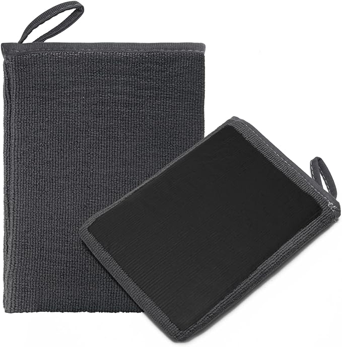 The duo pack of Clay Bar Mitts displayed, highlighting the microfiber texture designed for medium-grade surface cleaning.