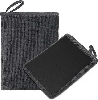 The duo pack of Clay Bar Mitts displayed, highlighting the microfiber texture designed for medium-grade surface cleaning.