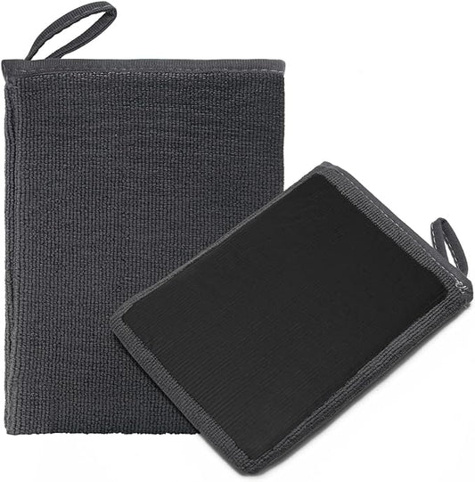 The duo pack of Clay Bar Mitts displayed, highlighting the microfiber texture designed for medium-grade surface cleaning.