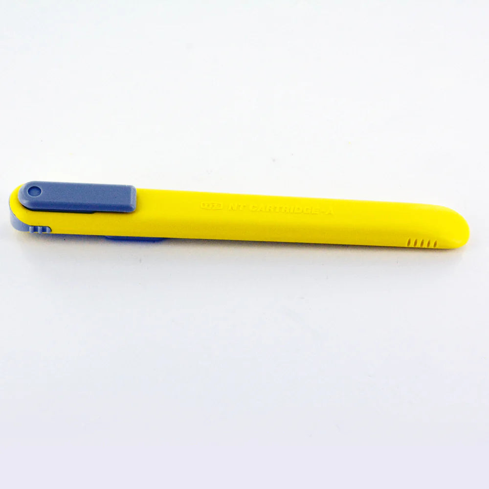 Close-up of the NT CUTTER A-553P's rounded tip, designed for scratch-free glide on vehicle surfaces.