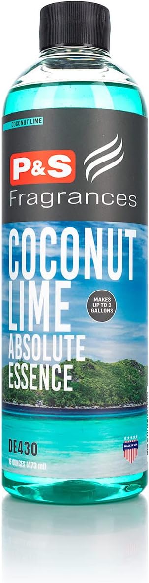 P&S Fragrances Coconut Lime Absolute Essence 16oz bottle of blue automotive air freshener liquid
