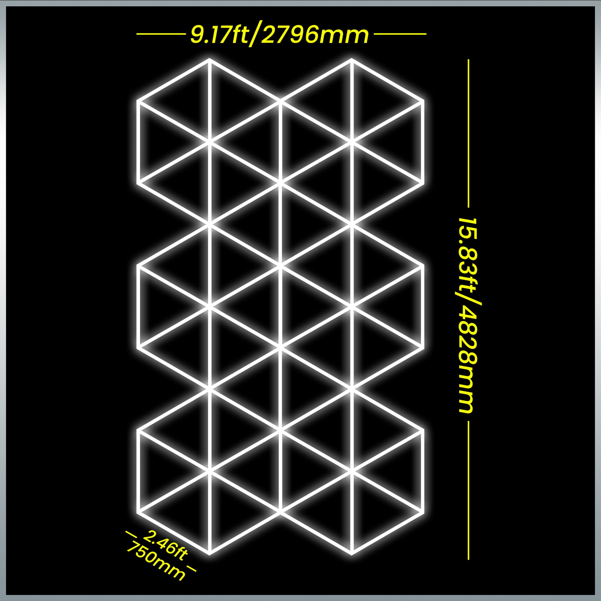 Close-up of the Serenity HexaLED Focus Light ST6106, emphasizing its hexagonal shape and energy-efficient LED technology with sizes