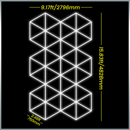 Close-up of the Serenity HexaLED Focus Light ST6106, emphasizing its hexagonal shape and energy-efficient LED technology with sizes