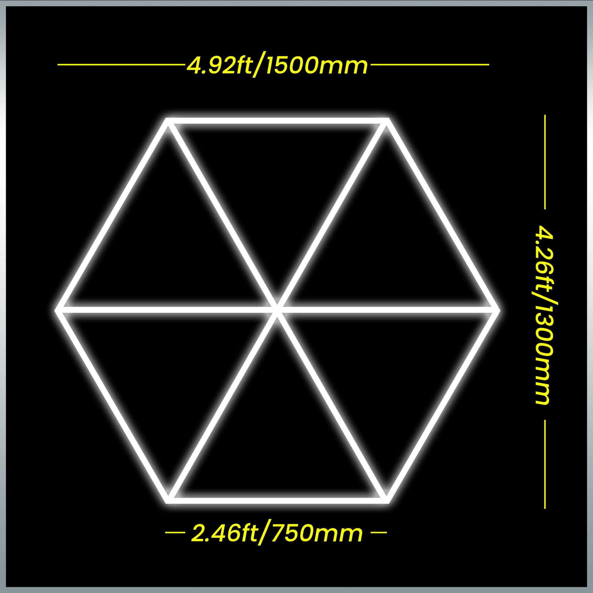 Detailed size specifications of the Serenity HexaLED Multi-Space Light ST6121, showcasing its compact and efficient design ideal for any setting.