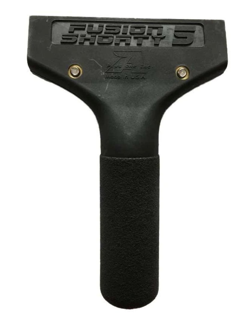 The 5" Fusion Shorty Handle displayed in black, showcasing its sleek design for efficient film installation.