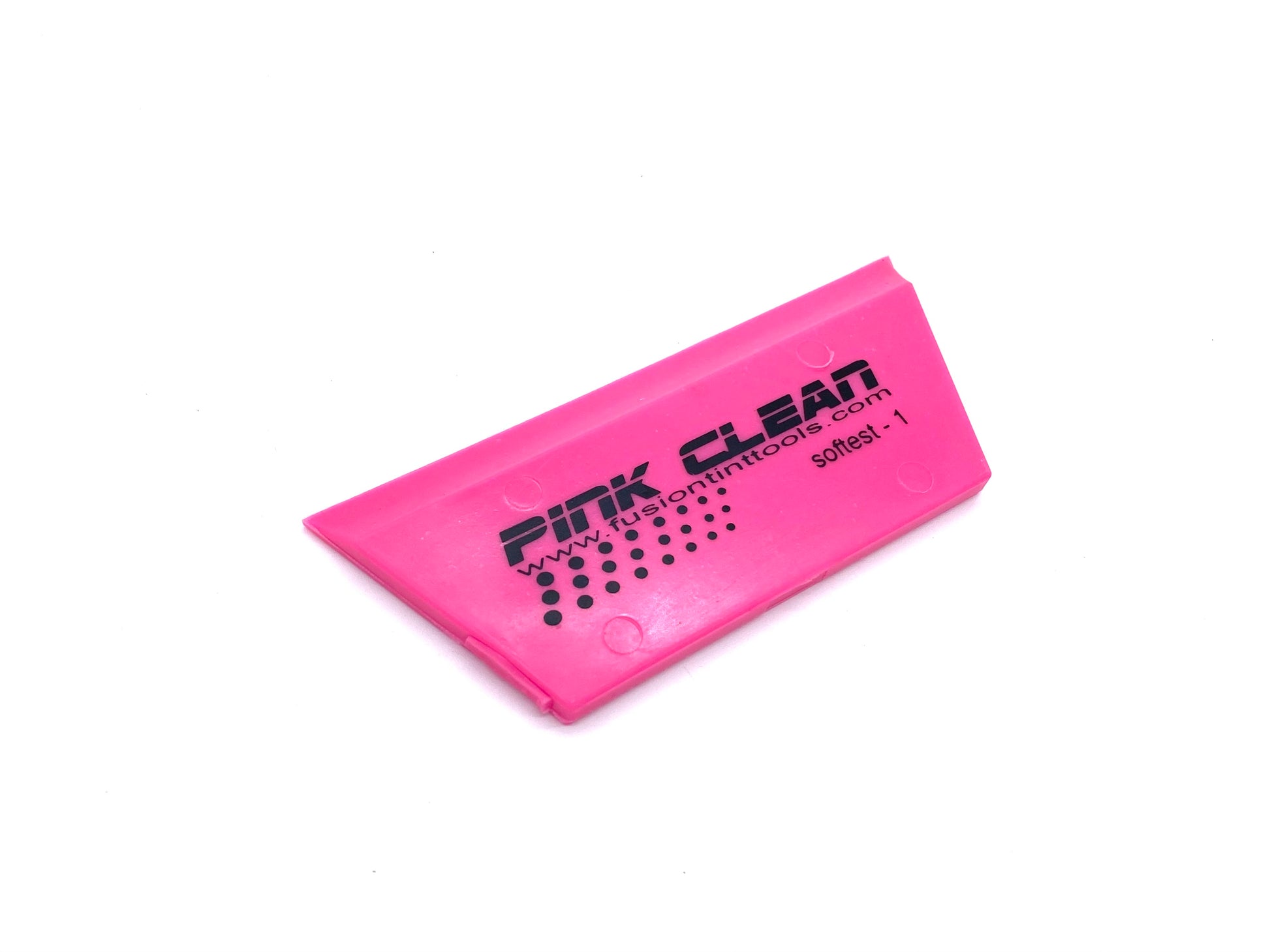 The Fusion 5" Pink Squeegee against a neutral background, highlighting its unique pink color and application precision.